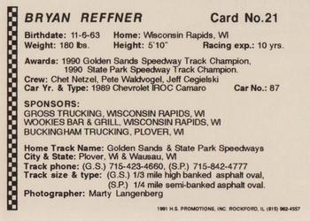1991 Langenberg Hot Stuff Stock Car Champions #21 Bryan Reffner Back