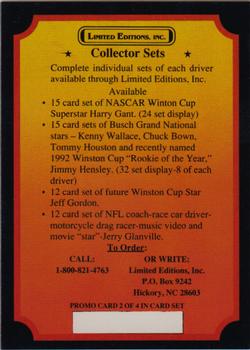 1992 Limited Editions #2 Kenny Wallace/Jimmy Hensley/Tommy Houston/Chuck Bown Back