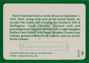 1992 Limited Editions Harry Gant #2 Harry Gant/Peggy Gant Back