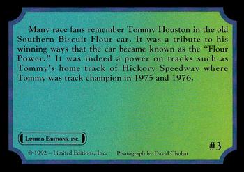 1992 Limited Editions Tommy Houston #3 Tommy Houston Back