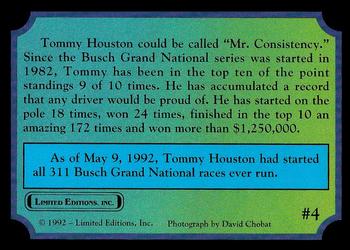 1992 Limited Editions Tommy Houston #4 Tommy Houston Back