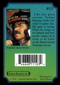 1992 Limited Editions Tommy Houston #15 Tommy Houston Back