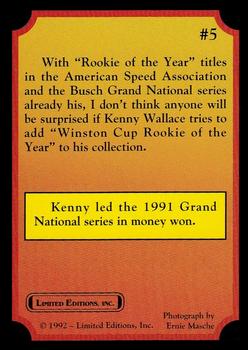 1992 Limited Editions Kenny Wallace #5 Kenny Wallace Back