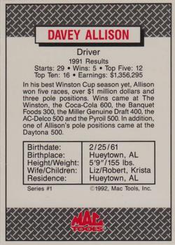 1992 MAC Tools Winner's Cup #NNO Davey Allison Back