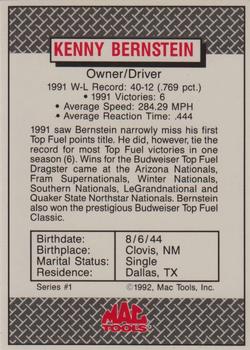 1992 MAC Tools Winner's Cup #NNO Kenny Bernstein Back