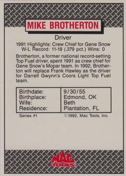 1992 MAC Tools Winner's Cup #NNO Michael Brotherton Back