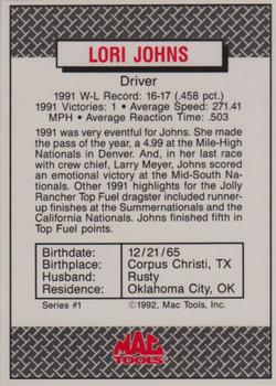 1992 MAC Tools Winner's Cup #NNO Lori Johns Back