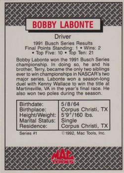 1992 MAC Tools Winner's Cup #NNO Bobby Labonte Back
