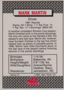 1992 MAC Tools Winner's Cup #NNO Mark Martin Back