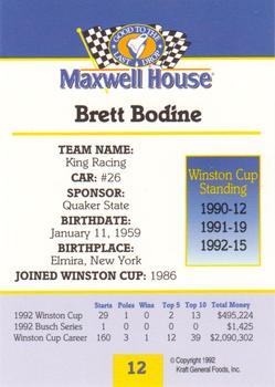 1993 Maxwell House #12 Brett Bodine Back
