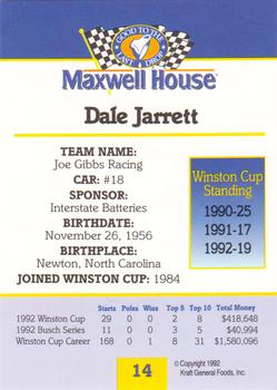 1993 Maxwell House #14 Dale Jarrett Back