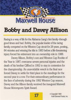 1993 Maxwell House #17 Davey Allison / Bobby Allison Back