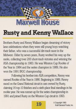 1993 Maxwell House #19 Rusty Wallace / Kenny Wallace Back
