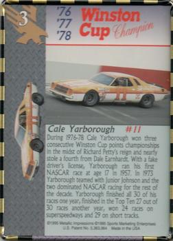 1995 Metallic Impressions Winston Cup Champions #3 Cale Yarborough Back