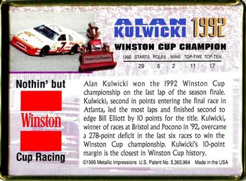 1996 Metallic Impressions Winston Cup Champions #1992 Alan Kulwicki Back