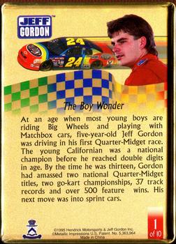 1995 Metallic Impressions Jeff Gordon 10 Card Tin #1 Jeff Gordon Back