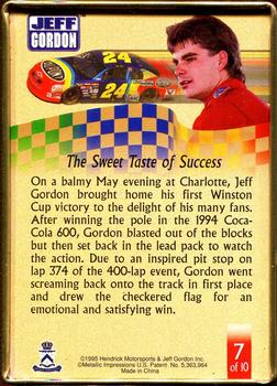 1995 Metallic Impressions Jeff Gordon 10 Card Tin #7 Jeff Gordon Back