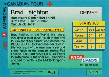 1992 Pace American-Canadian Tour #6 Brad Leighton Back