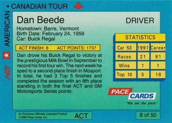 1992 Pace American-Canadian Tour #8 Dan Beede Back
