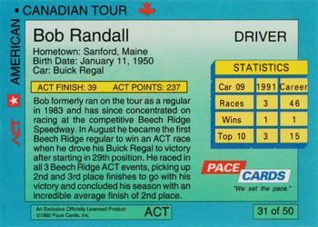 1992 Pace American-Canadian Tour #31 Bob Randall Back