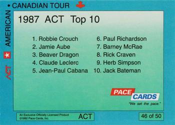 1992 Pace American-Canadian Tour #46 Gord Bennett Back