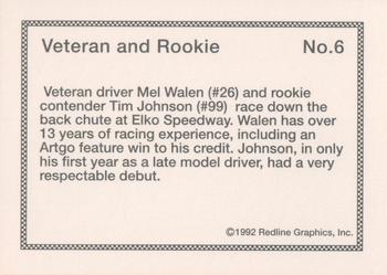 1992 Redline Graphics Short Track #6 Veteran and Rookie Back