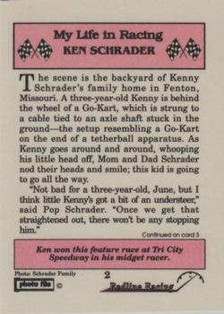 1992 Redline Racing My Life in Racing Ken Schrader #2 Ken Schrader Back