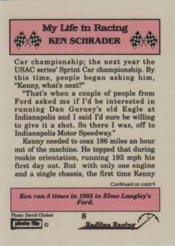 1992 Redline Racing My Life in Racing Ken Schrader #8 1984- Racing at Martinsville Back
