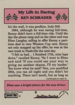 1992 Redline Racing My Life in Racing Ken Schrader #9 1984- Elmo Langley & Ken Schrader Back