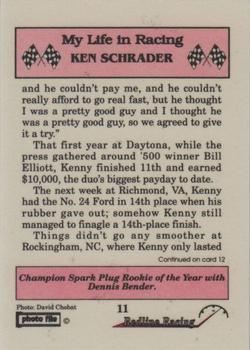 1992 Redline Racing My Life in Racing Ken Schrader #11 Ken Schrader Back
