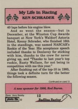 1992 Redline Racing My Life in Racing Ken Schrader #12 Ken Schrader's Crew Back