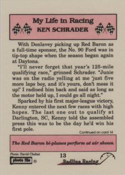 1992 Redline Racing My Life in Racing Ken Schrader #13 Ken Schrader Back