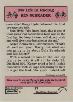 1992 Redline Racing My Life in Racing Ken Schrader #17 Ken Schrader Back