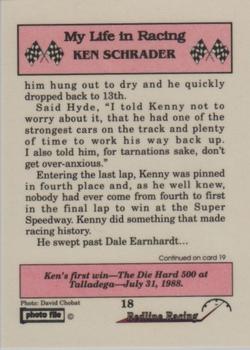 1992 Redline Racing My Life in Racing Ken Schrader #18 Ken Schrader Back