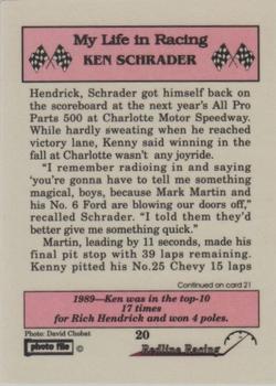 1992 Redline Racing My Life in Racing Ken Schrader #20 Ken Schrader's Car Back