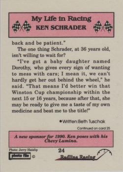 1992 Redline Racing My Life in Racing Ken Schrader #24 Ken Schrader Back