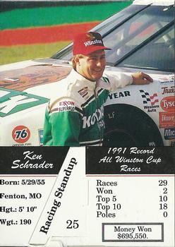 1992 Redline Racing Standups #25 Ken Schrader Back