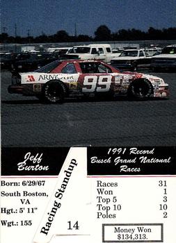 1992 Redline Racing Standups #14 Jeff Burton Back