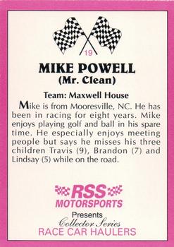 1992 RSS Motorsports Race Car Haulers #19 Mike Powell Back