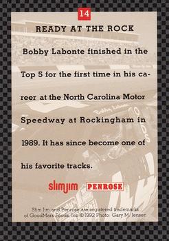1992 Slim Jim Bobby Labonte #14 Bobby Labonte Back