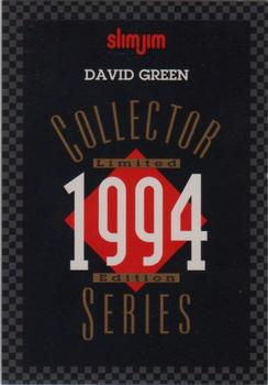 1994 Slim Jim David Green #31 Checklist Front