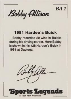 1991 K & M Sports Legends Bobby Allison #BA1 Bobby Allison Back