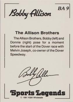 1991 K & M Sports Legends Bobby Allison #BA9 Bobby Allison / Donnie Allison / Melvin Joseph Back