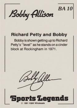 1991 K & M Sports Legends Bobby Allison #BA10 Bobby Allison / Richard Petty Back