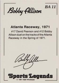 1991 K & M Sports Legends Bobby Allison #BA11 Bobby Allison's Car / David Pearson's Car Back