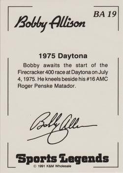 1991 K & M Sports Legends Bobby Allison #BA19 Bobby Allison Back