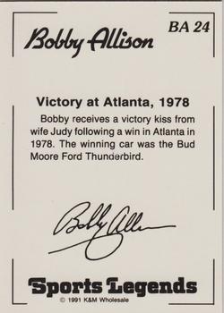 1991 K & M Sports Legends Bobby Allison #BA24 Bobby Allison Back