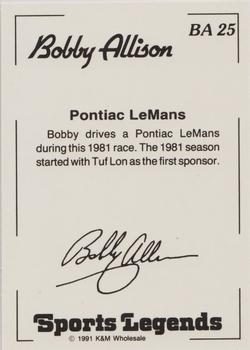 1991 K & M Sports Legends Bobby Allison #BA25 Bobby Allison Back