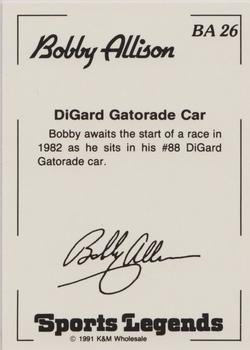 1991 K & M Sports Legends Bobby Allison #BA26 Bobby Allison Back