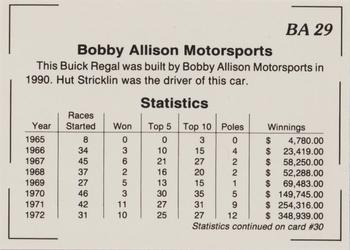 1991 K & M Sports Legends Bobby Allison #BA29 Bobby Allison Back